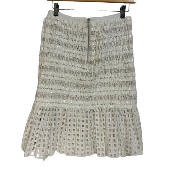 Sacai square lace white woven eyelet fit flare skirt size 2 NEW $1200 - Picture 9 of 9